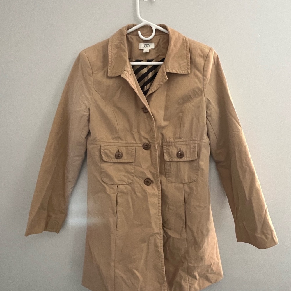 LOFT Tan Lightweight Utility Trench Coat